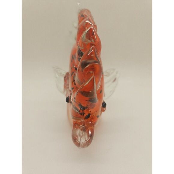 Vintage Art Glass Fish Red Orange Swirl w/ Gold Flecks Hone Decor Accent - Picture 3 of 6